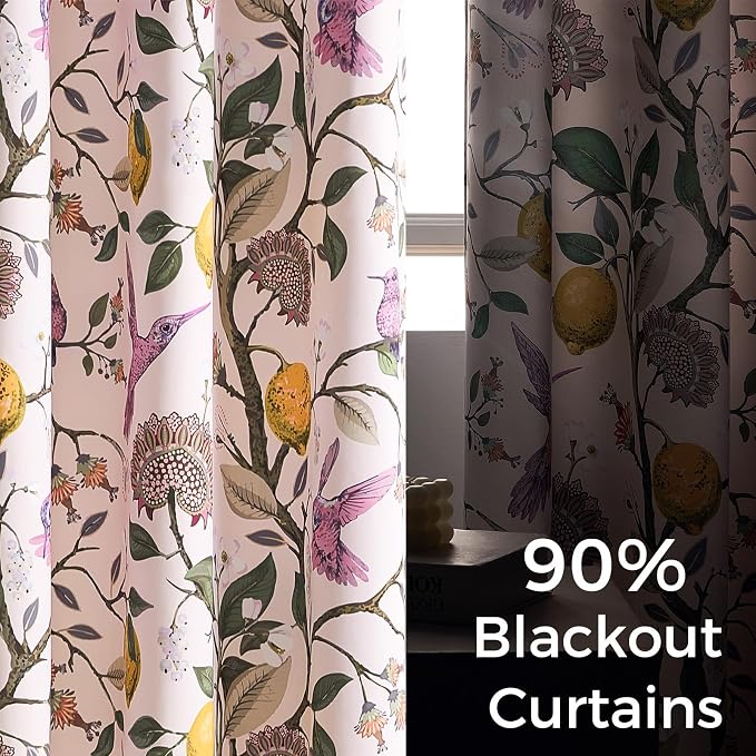 Topfinel Pink Curtains 102 Inches Long Cute Sound Dampening Pretty Vintage - Image 3