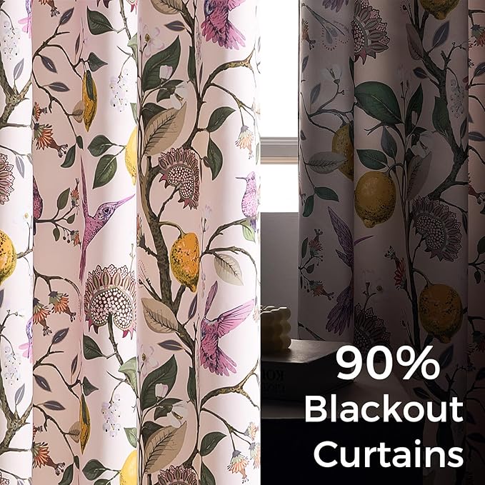 Topfinel Floral Curtains 84 Inch Length 2 Panels Set Pink Spring French Country - Image 3