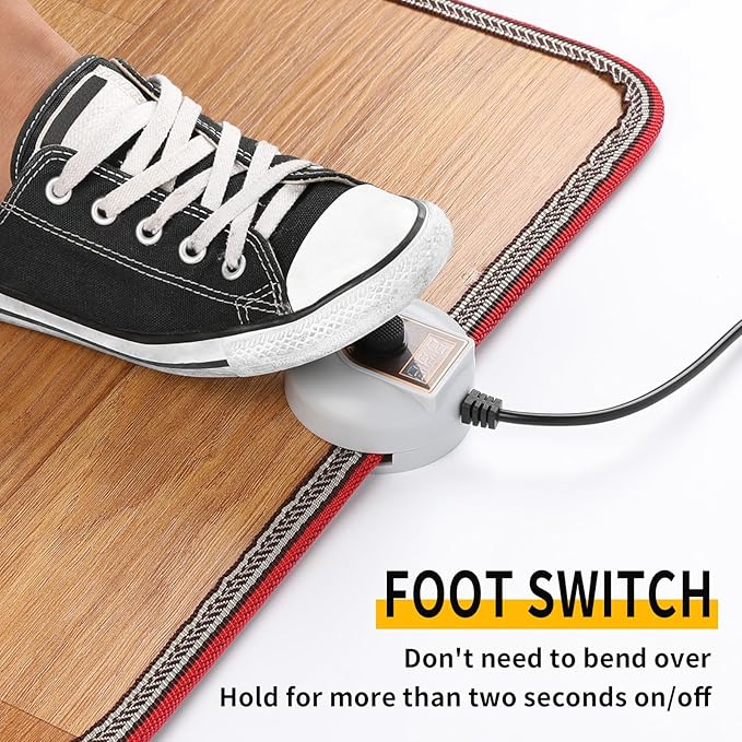 AC 110V Heated Floor Mat for Foot, Wood Stripe Carbon Crystal Heating Pad, Electric Heated Foot Warmers for Office, Home Brown