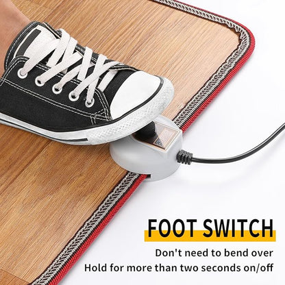 AC 110V Heated Floor Mat for Foot, Wood Stripe Carbon Crystal Heating Pad, Electric Heated Foot Warmers for Office, Home Brown