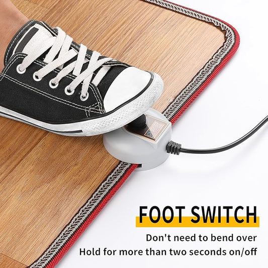 AC 110V Heated Floor Mat for Foot, Wood Stripe Carbon Crystal Heating Pad, Electric Heated Foot Warmers for Office, Home Brown