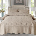 Cmfshape Floral Embroidery Quilt Set, 3 Pieces King Quilt Bedding Set, Classic by cmfshape-quiltset