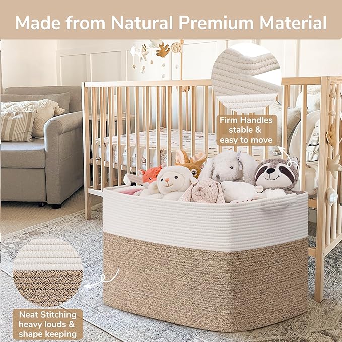 Goodpick 105L Extra Large Woven Rope Blanket Basket, Toys & Pillows, Living - Image 6