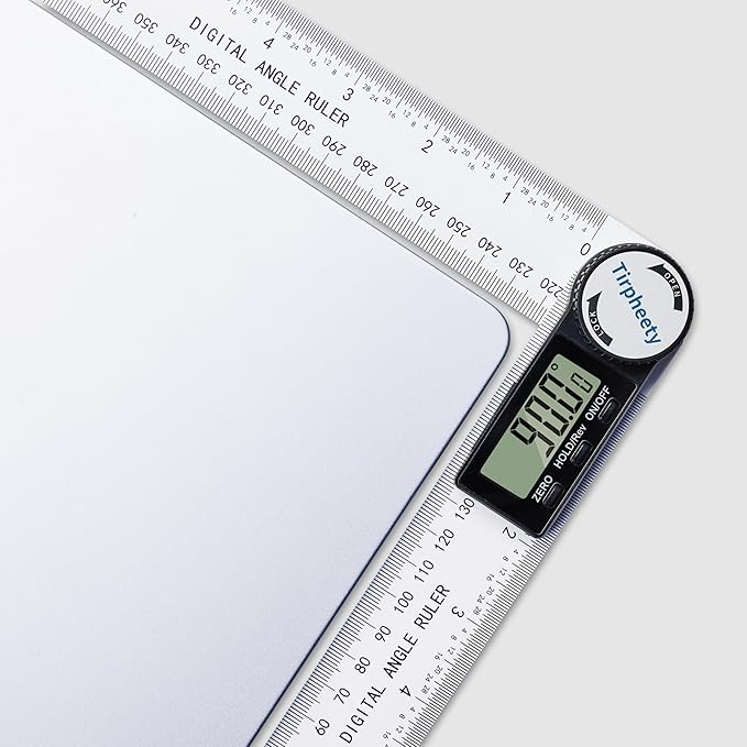 Tirpheety Digital Angle Finder Protractor, 3rd Generation Quick Display Angle Gauge Ruler, 7-Inch (200mm) Professional Measuring Tool for Woodworking, Carpentry, and Construction