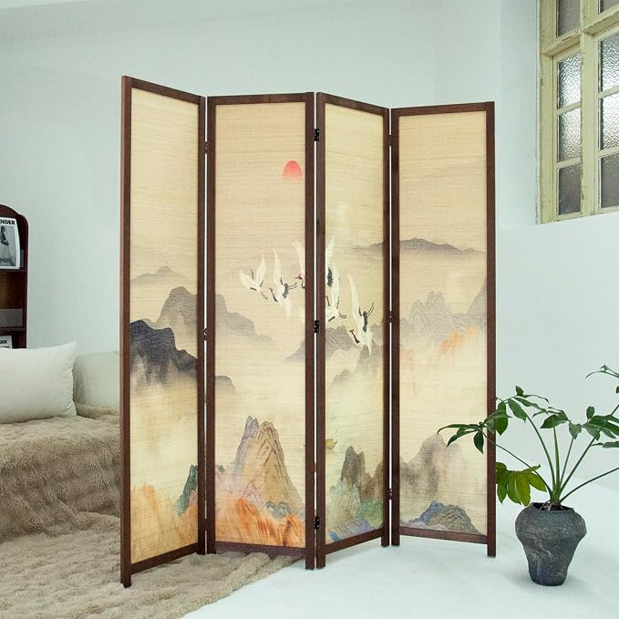 4 Panel Bamboo Room Divider, Versatile Folding Privacy Screen | Double-Sided - Image 4
