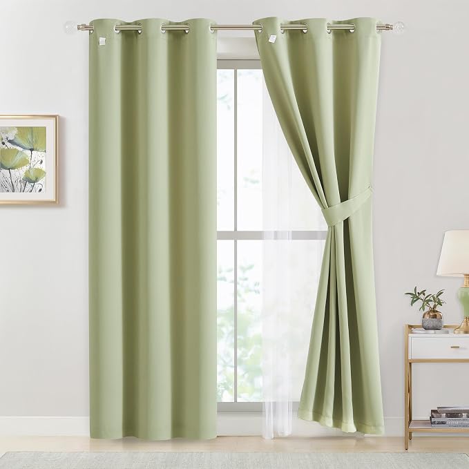 Bujasso Sage Green Blackout Curtains - Image 3