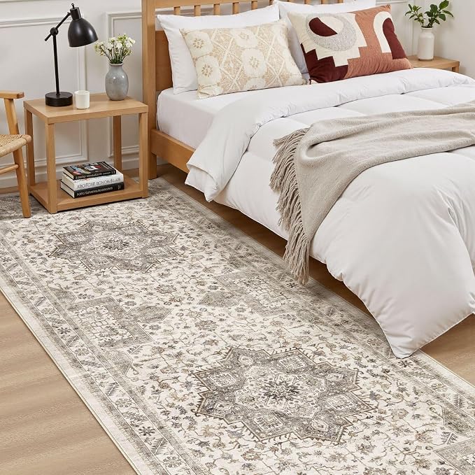 cotiled 3x8 Hallway Runner Rug for Entryway, Non-Slip Vintage, Light Brown | - Image 3