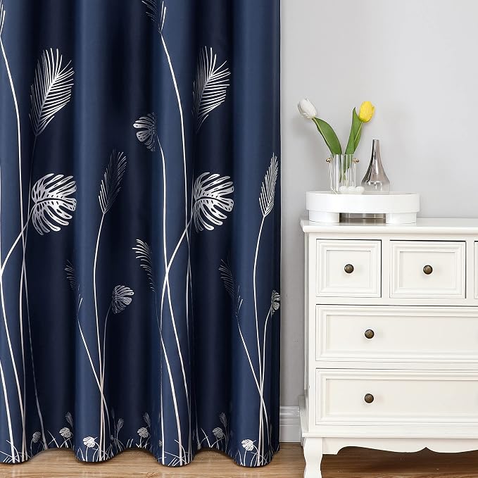 Silver Palm Tree Curtains Blackout Energy Saving Curtains Light Blocking Window - Image 2
