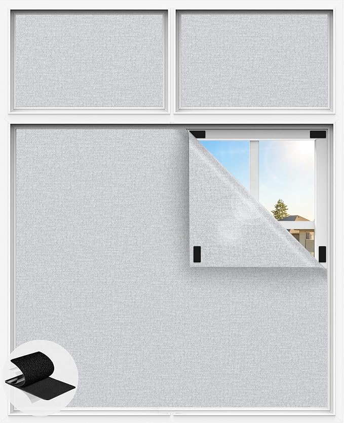 Linen Blackout Curtains for Bedroom, Temporary Blackout Shades by Tlany