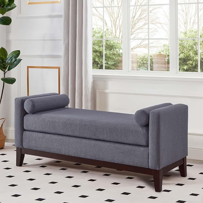 51” Bed Ottoman Bench for Bedroom, Boucle Upholstered End of The Bed Bench - Image 4