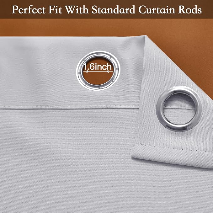 SimpleHome Ombre Gradient Burnt Orange White to Gray Curtains Bedroom 84L | - Image 5