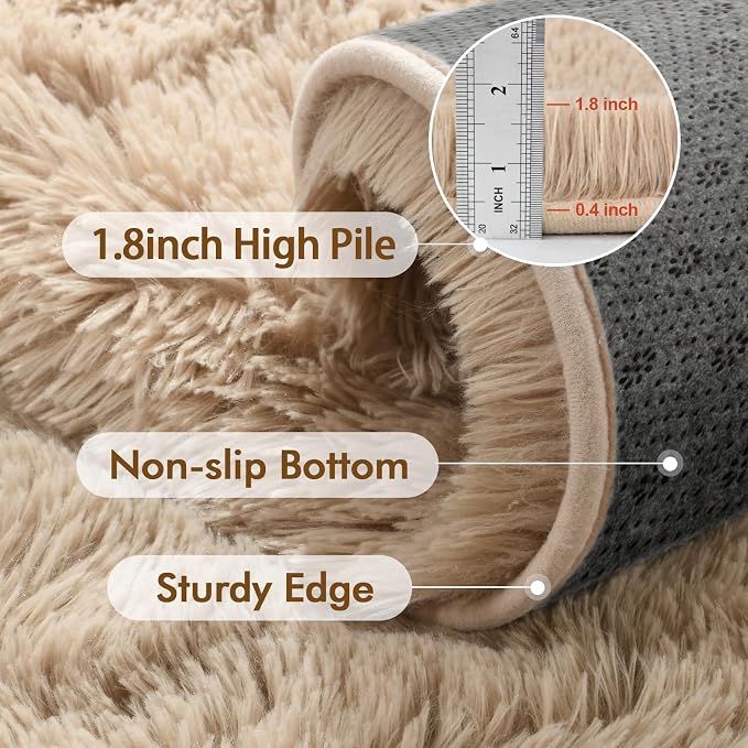 4x6 Ft Shag Beige Rugs for Bedroom Living Room, Ultra Soft Fluffy Furry Area - Image 6