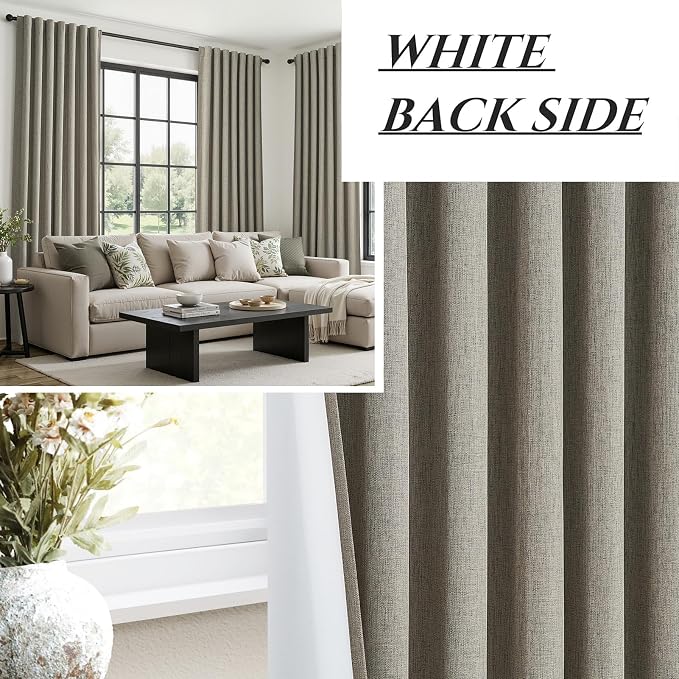 Grey Green Blackout Linen Curtains 84 Inches Long - Image 5