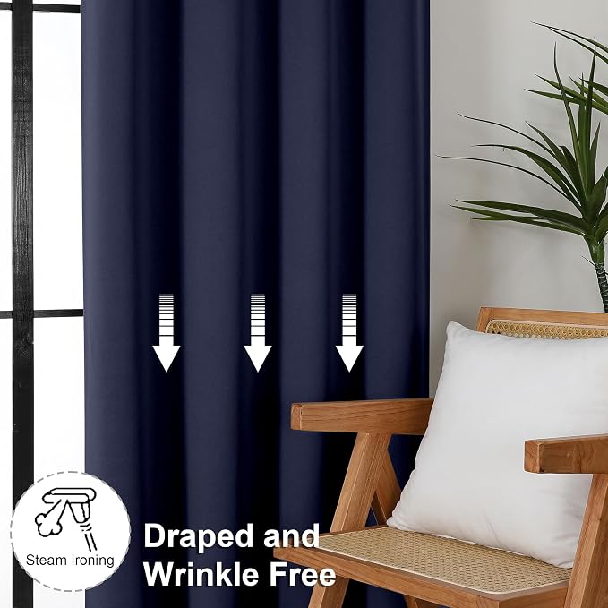 Simplebrand Navy Blue Blackout Curtains - Image 7