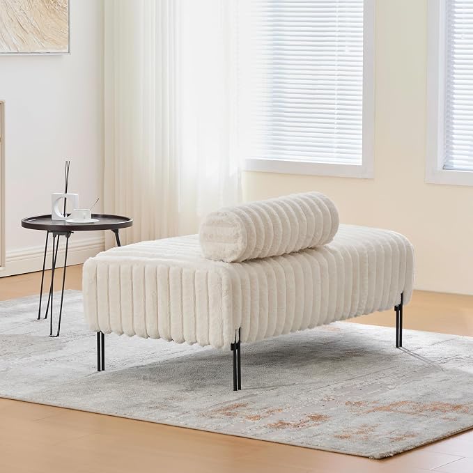 KEIKI 49.6" Upholstered Sofa End of Bed Bench Ottoman Footrest, Mini Loveseat - Image 6