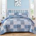 Mybedsoul Blue Quilt Set California King, Patchwork Reversible Bedding Set | by Mybedsoul