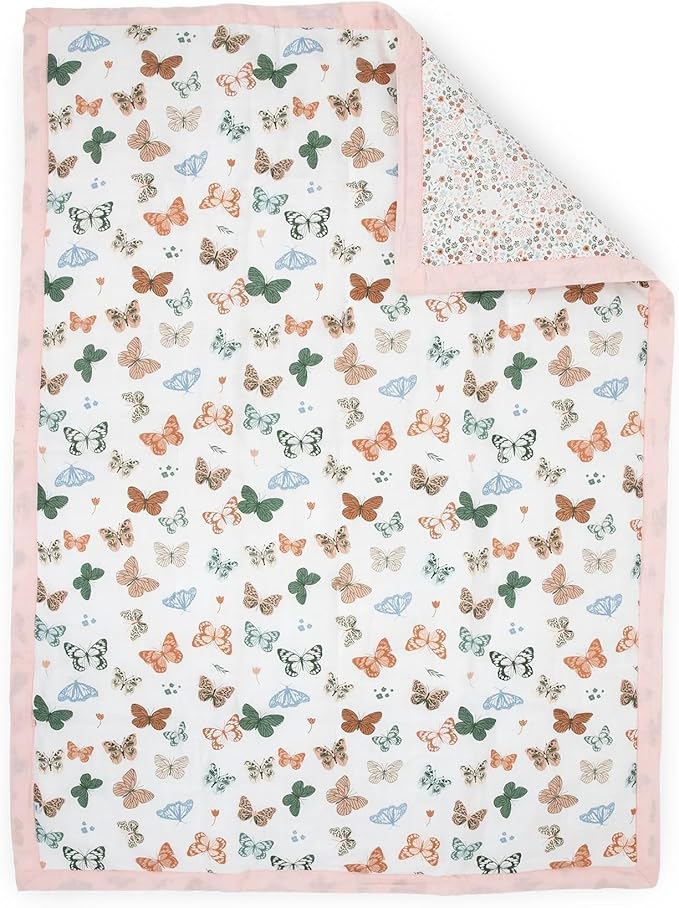 Little Unicorn Toddler Bedding 3-Piece Set | Super Soft & Breathable Muslin Fabric | for Convertible Cribs & Toddler Beds (Butterflies)
