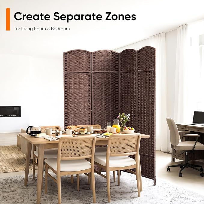 Outdoor Privacy Screen 4-Panel Folding Room Divider Space Partition | 67"H 64"W - Image 6