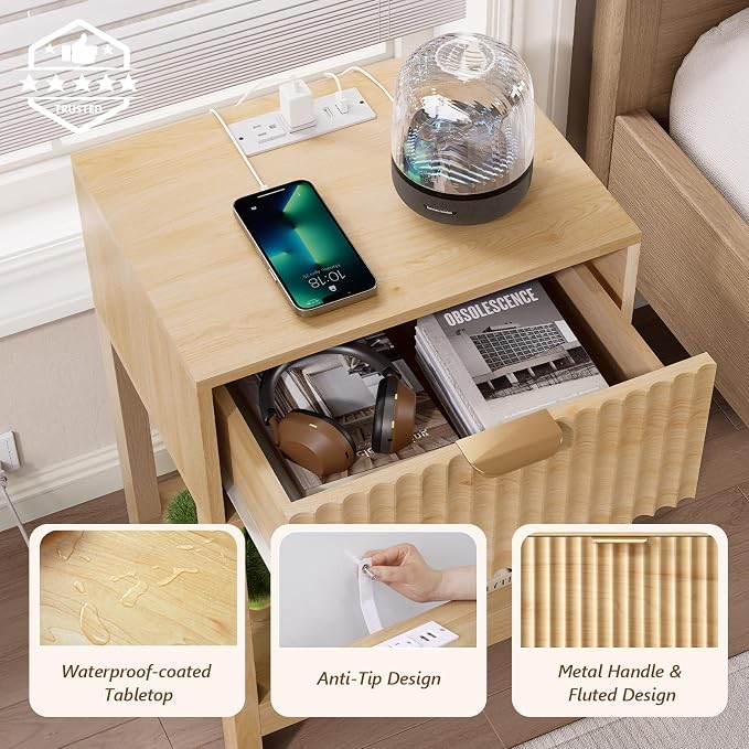Nasonet Night Stand Set 2, Fluted Nightstand - Image 5