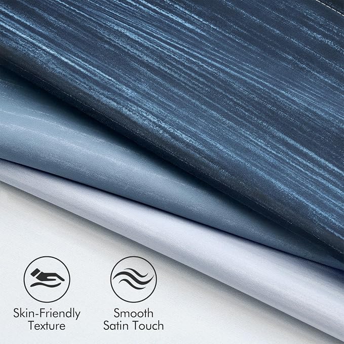 MIULEE Royal Blue and Greyish White Ombre Blackout Curtains 52Wx90L | Full Room - Image 4