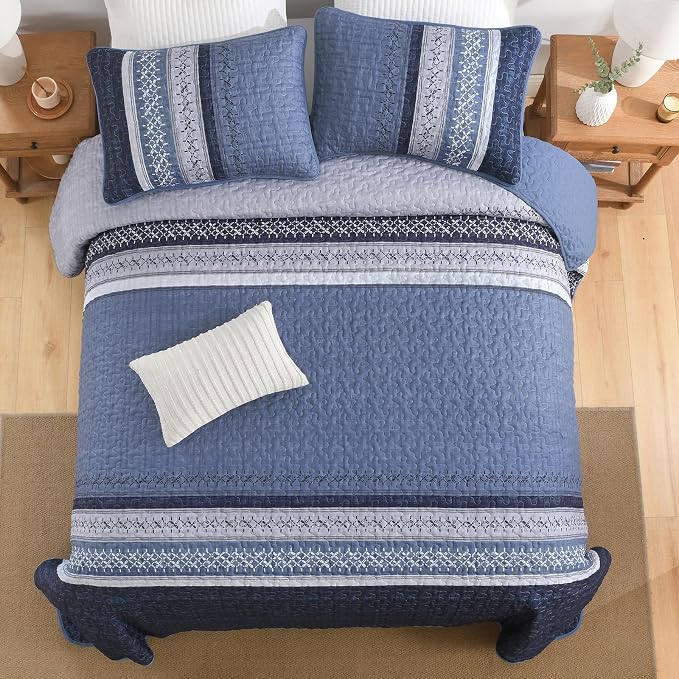 Cottolester Queen Quilt Bedding Set, All Seasons Microfiber Boho Quilt Set - Image 4