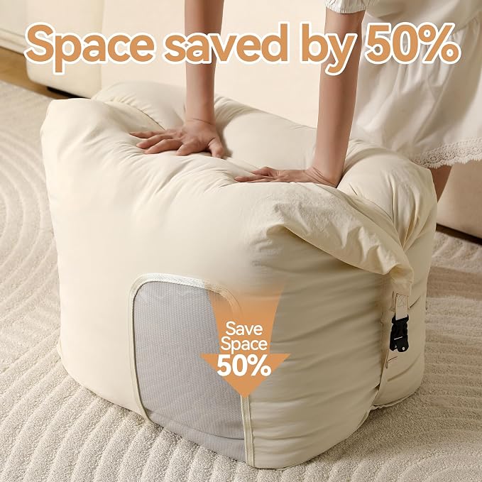 2-Pack Roll Top Comforter Storage Bag, Blanket Storage Bags | Taslon Fabric - Image 3