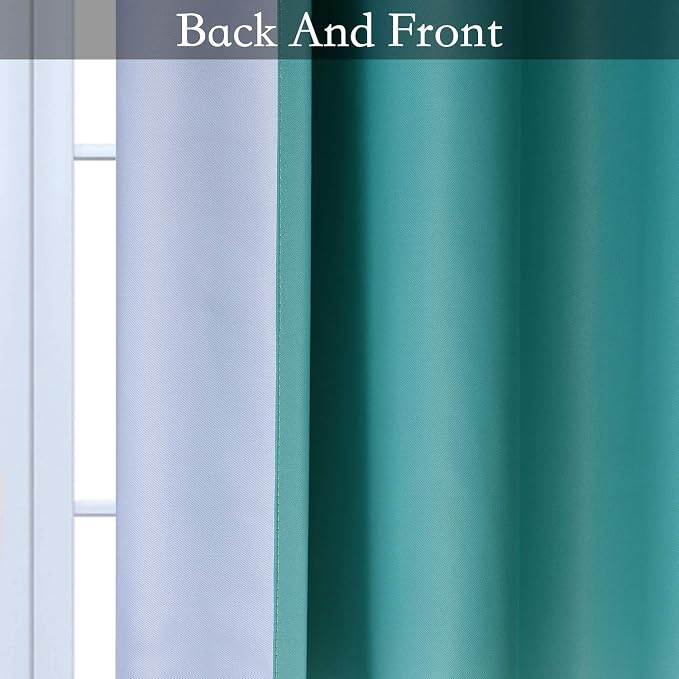 SimpleHome Teal to Grey White Ombre Room Darkening Curtains 84 Inch | Curtains - Image 5