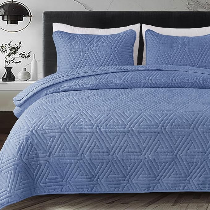 Whale Flotilla Soft Geometric King Quilt Set by WHALEFLOTILLA