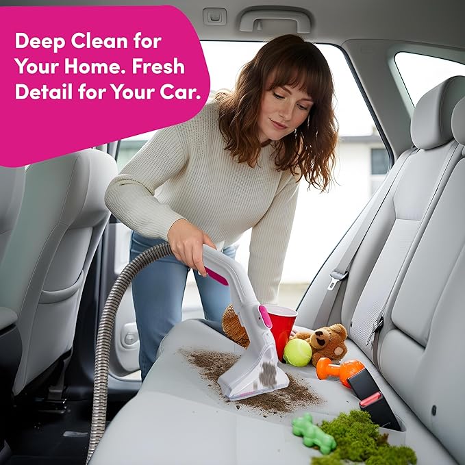WECLEAN Carpet Cleaner Machine and Stain Remover for Deep Cleaning Upholstery for Carpets Rugs and Fabric Seats,800W 18Kpa，3L Clean Tank and 1.5L Dity Tank, Pink