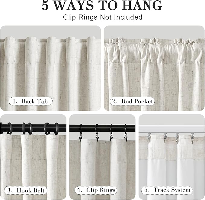 Extra Long 100% Blackout Linen Curtains - Image 2