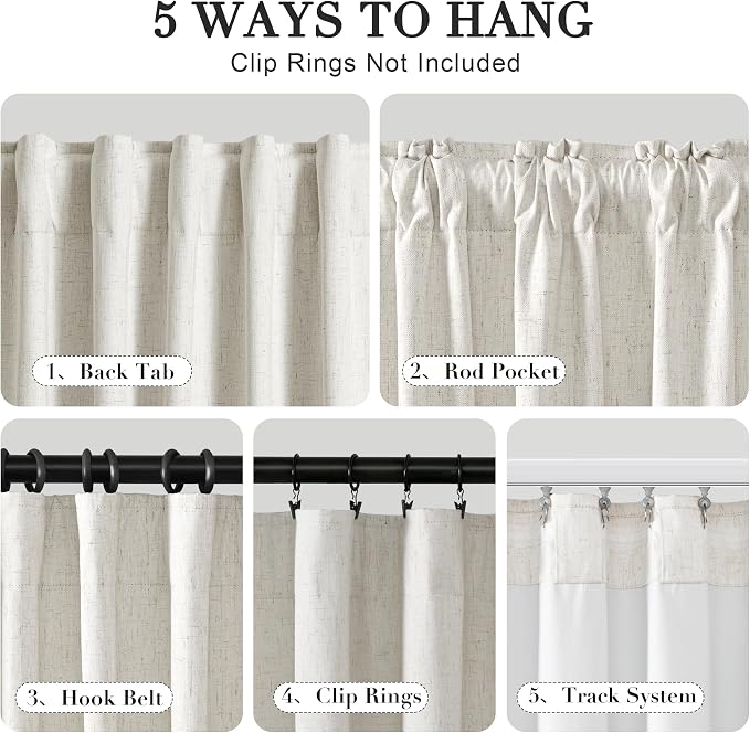 Joywell 100% Blackout Linen Curtains - Image 2