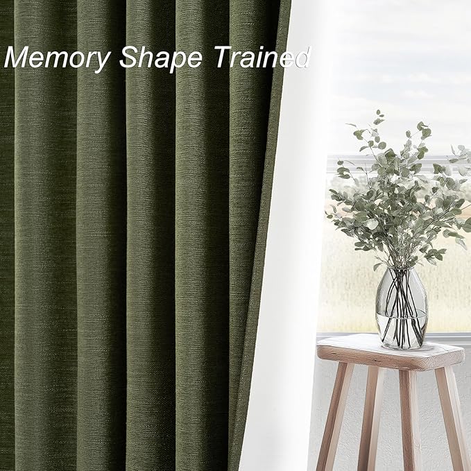 Topfinel Extra Long 132 Inch Olive Green Curtains 2 Panels Set - Image 3