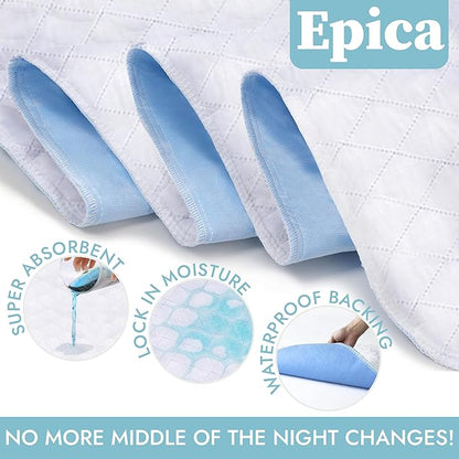 Premium Quality Bed Pad, Quilted, Waterproof, and Washable, 34" x 52" The Best Underpad Sheet Protector for Children or Adults with Incontinence (34”x 52” (300 Washes ) Pack of 1