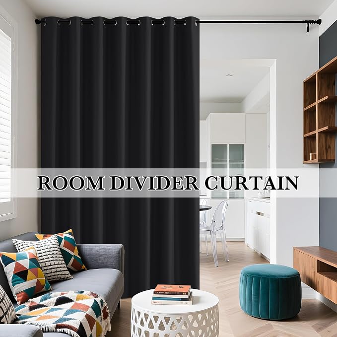 RYB HOME Extra Wide 100% Blackout Patio Door Grommet Curtain 96 inch Long | - Image 5