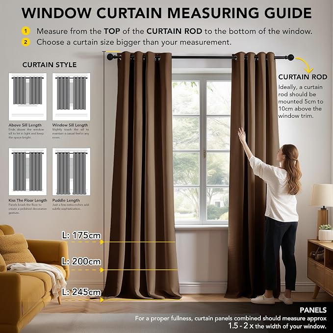 Deconovo Blackout Curtains for Bedroom and Living Room 72 Inches Long | Black - Image 7
