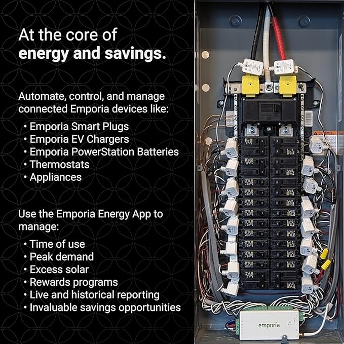 Emporia Vue 3 Home Energy Monitor - Smart Home Automation Module and Real Time Electricity Usage Monitor, Power Consumption Meter, Solar and Net Metering for UL Certified Safe Energy Monitoring
