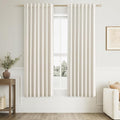 100% Blackout Linen Curtains for Bedroom 63 Inches Long Natural Cream Black Out by Guken