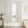 100% Blackout Linen Curtains for Bedroom 60 Inches Long Natural Cream Black Out by Guken