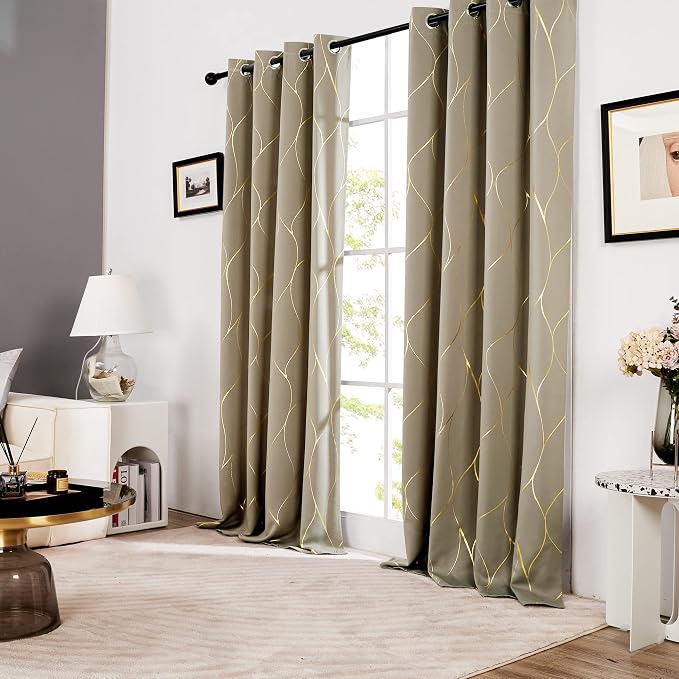 Deconovo Curtains for Living Room, Pattern Blackout Curtains 84 Inches Long | - Image 3