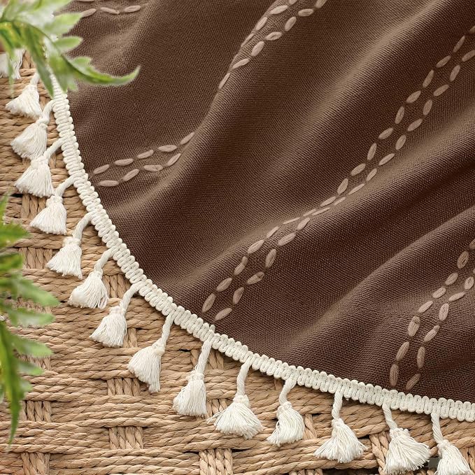 Brown 100% Boho Blackout Curtains 84 Inch 2 Panels - Image 4