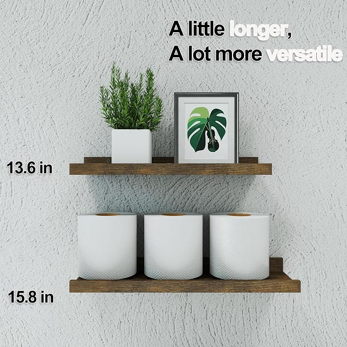 Brown Floating Shelves for Wall Decor, 14 in Shelf - Image 5