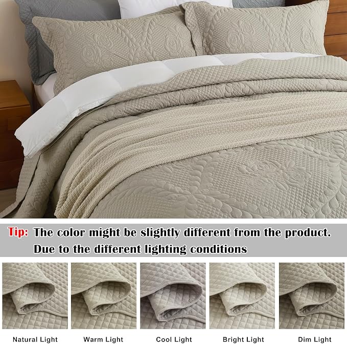 EVENHUG Oversized King Bedspreads California King Quilt Set - Image 7