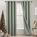 COSVIYA 100% Blackout Sage Green Linen Curtains & Drapes 96 Inch Length | Light by COSVIYA