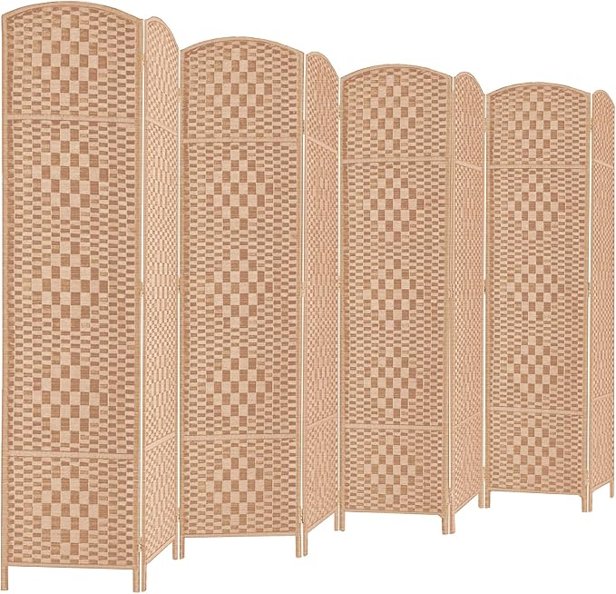 RHF Room Divider Panel, 8Panel Partition Room Dividers, Wall Divider, Natural | by RoseHomeFashion