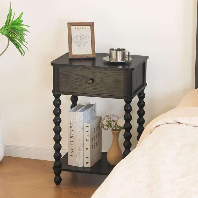 AWASEN Black Nightstand, Bedroom Side Table - Image 4