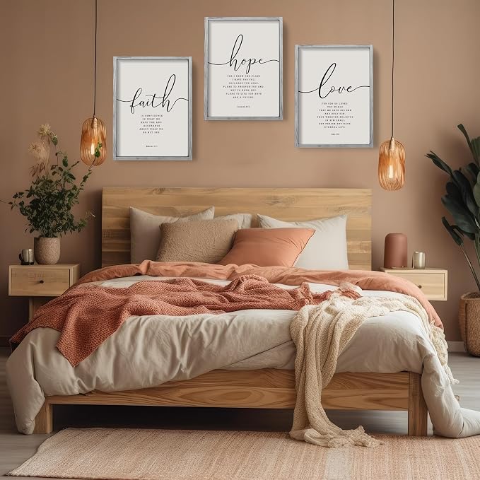Houmury Set of 3 Framed Farmhouse Bible Verses Wall Decor Sign 11”x14” - Image 8