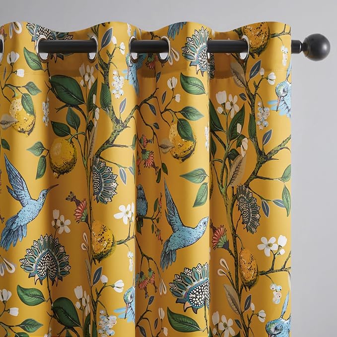 Topfinel 100 Inches Long Mustard Yellow Luxury Curtains by Topfinel