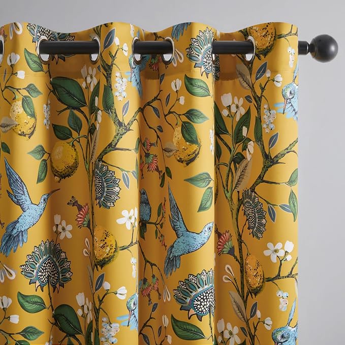 Topfinel Bright Yellow Kitchen Valances 24 Inches Long Vintage Botanical Garden - Image 4