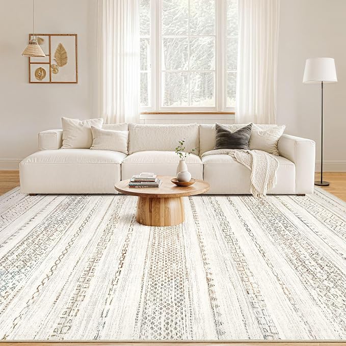 Nakagishi 8x10 Area Rugs Living Room: Washable Boho Large Neutral Soft - Image 4