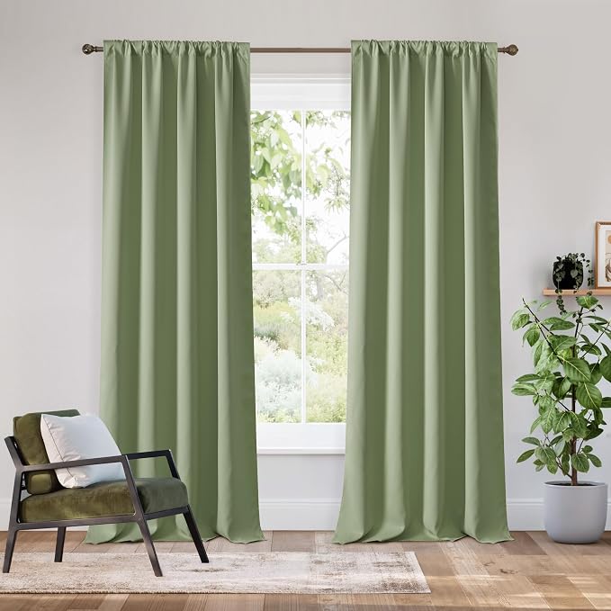 RYB HOME Bedroom Blackout Curtains 80 inches Long, 100% Blackout | Thermal by RYBHOME